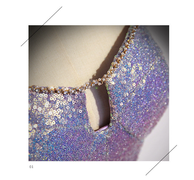 Purple Sequin Ball Gown