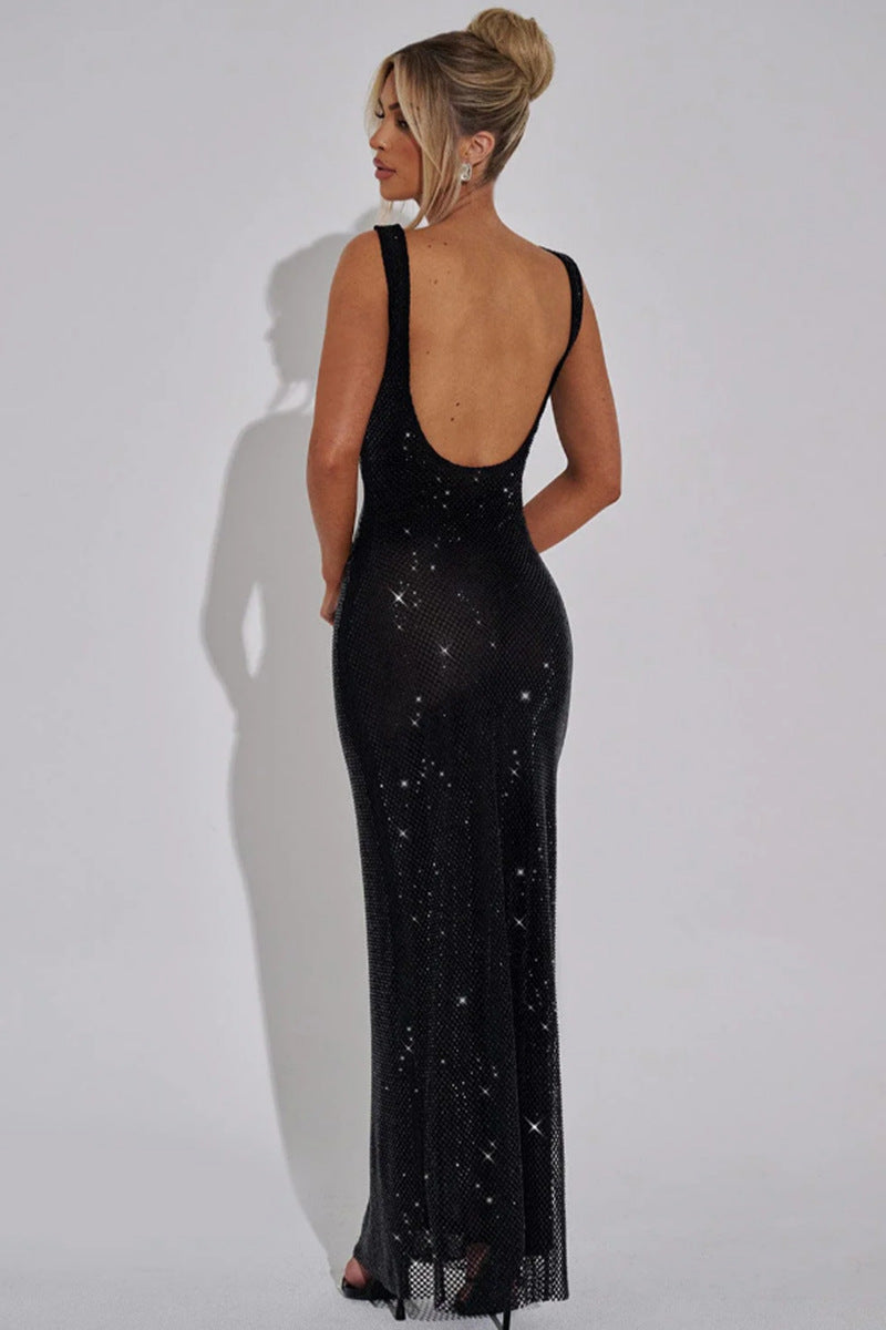 Luxe Sequin Double-Strap Evening Dress