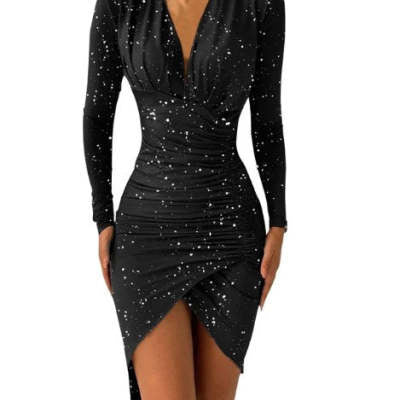 Chic British Style Printed Slim Dress
