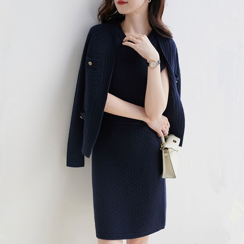 Two-Piece Knit Dress & Cardigan Ensemble