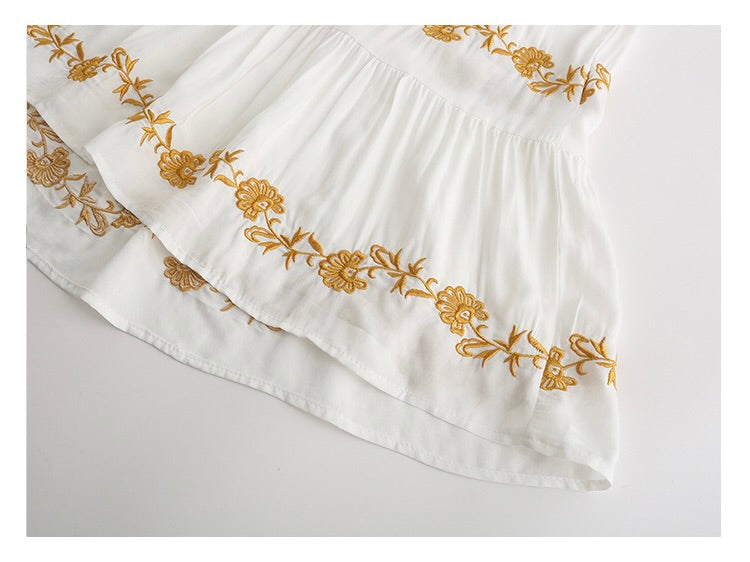 Luxe Embroidered V-Neck Dress