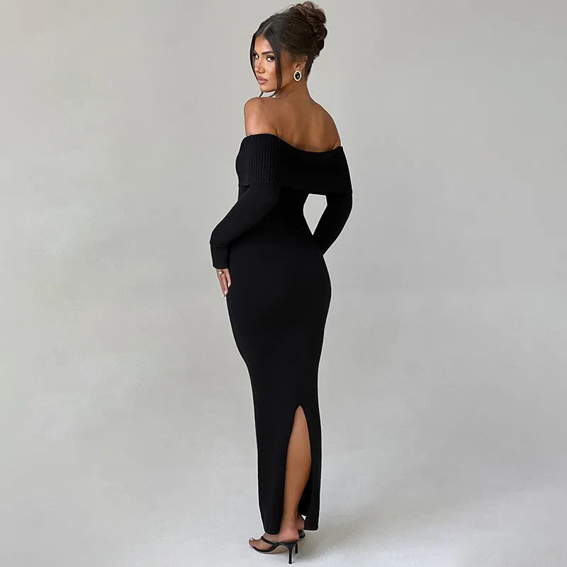 Socialite Style Elegant Slim-fit Off-Shoulder Dress