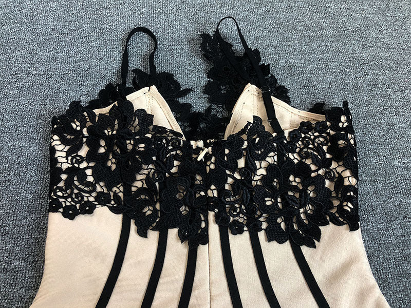 Midnight Lace Bandage Dress