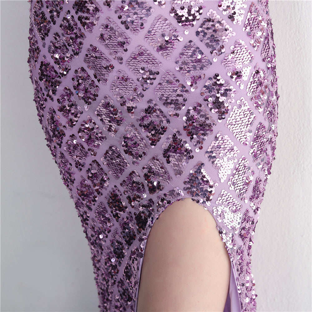 Colorful Sequin Sling Sheath Dinner Dress