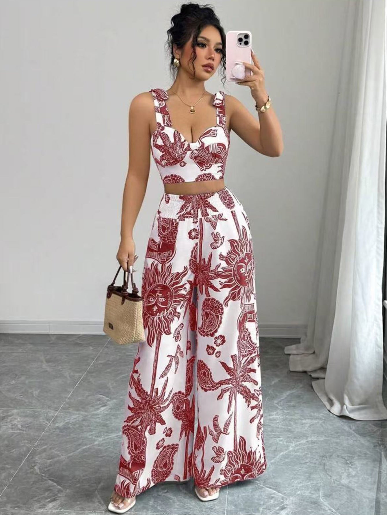 V-Neck Two-Piece Set