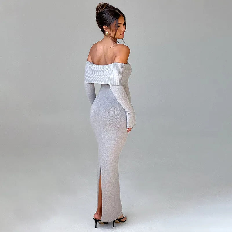 Socialite Style Elegant Slim-fit Off-Shoulder Dress