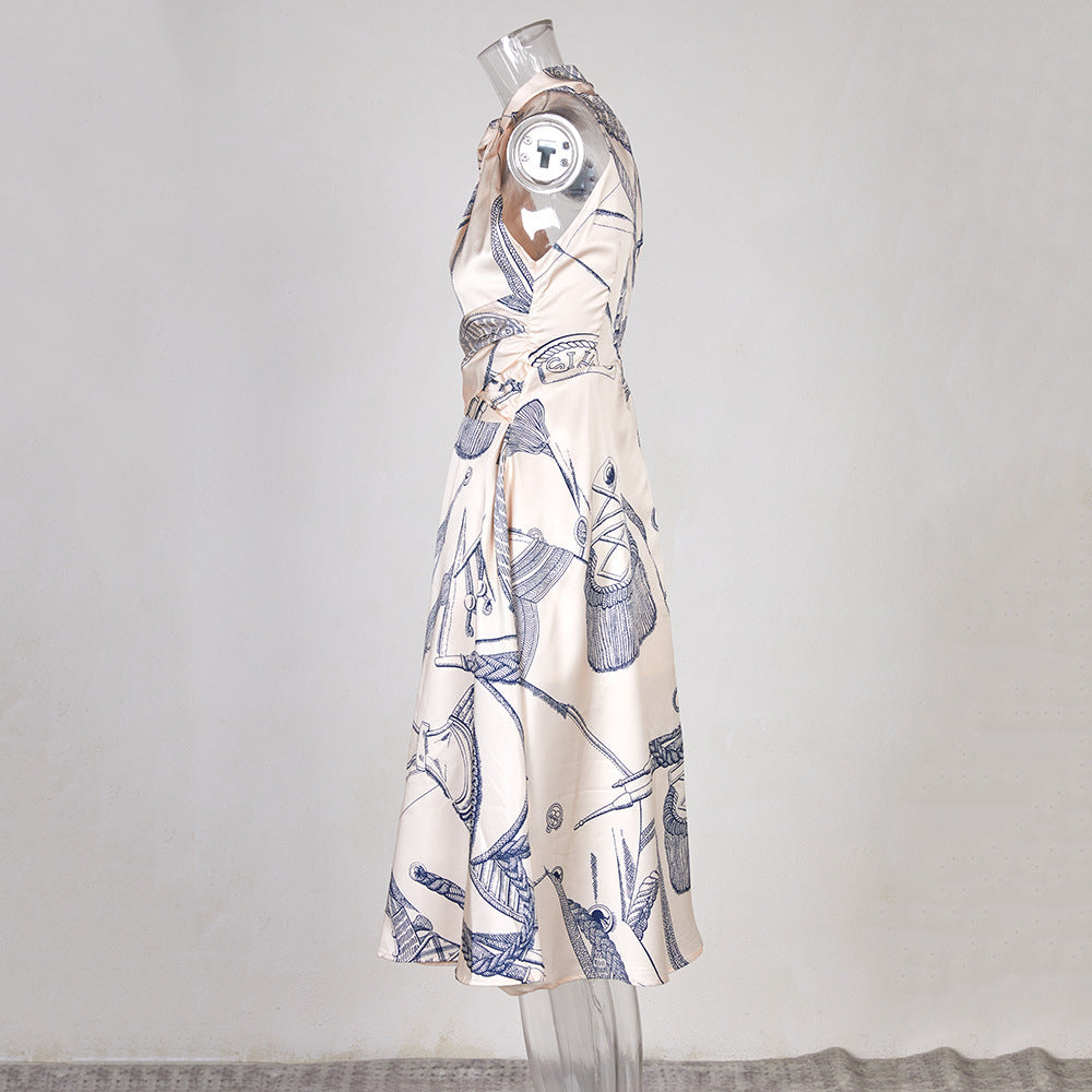 Luxe Printed Halterneck Dress