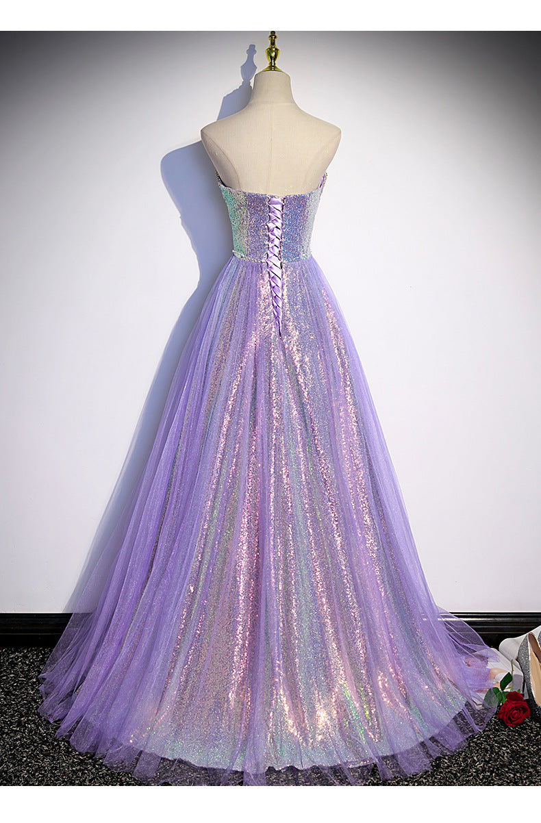 Purple Sequin Ball Gown
