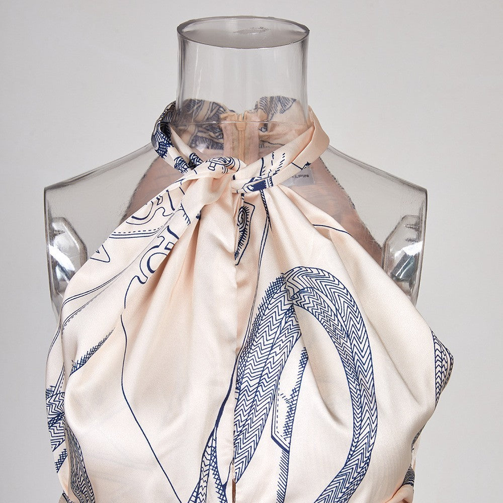 Luxe Printed Halterneck Dress