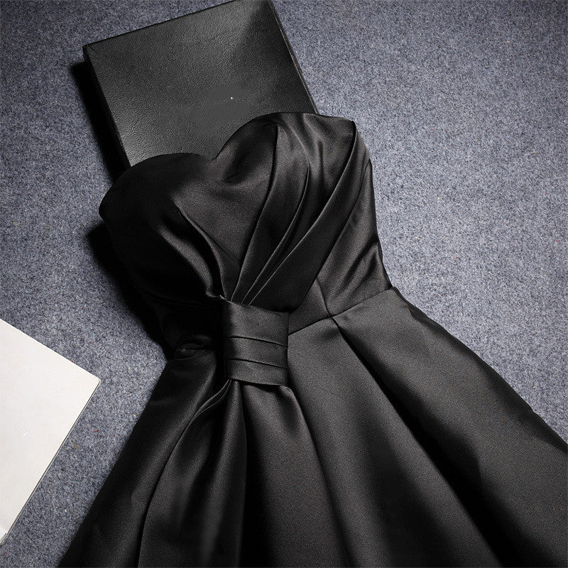 Luxe Satin Bandage Bra Dress – Black Strapless Cocktail Mini