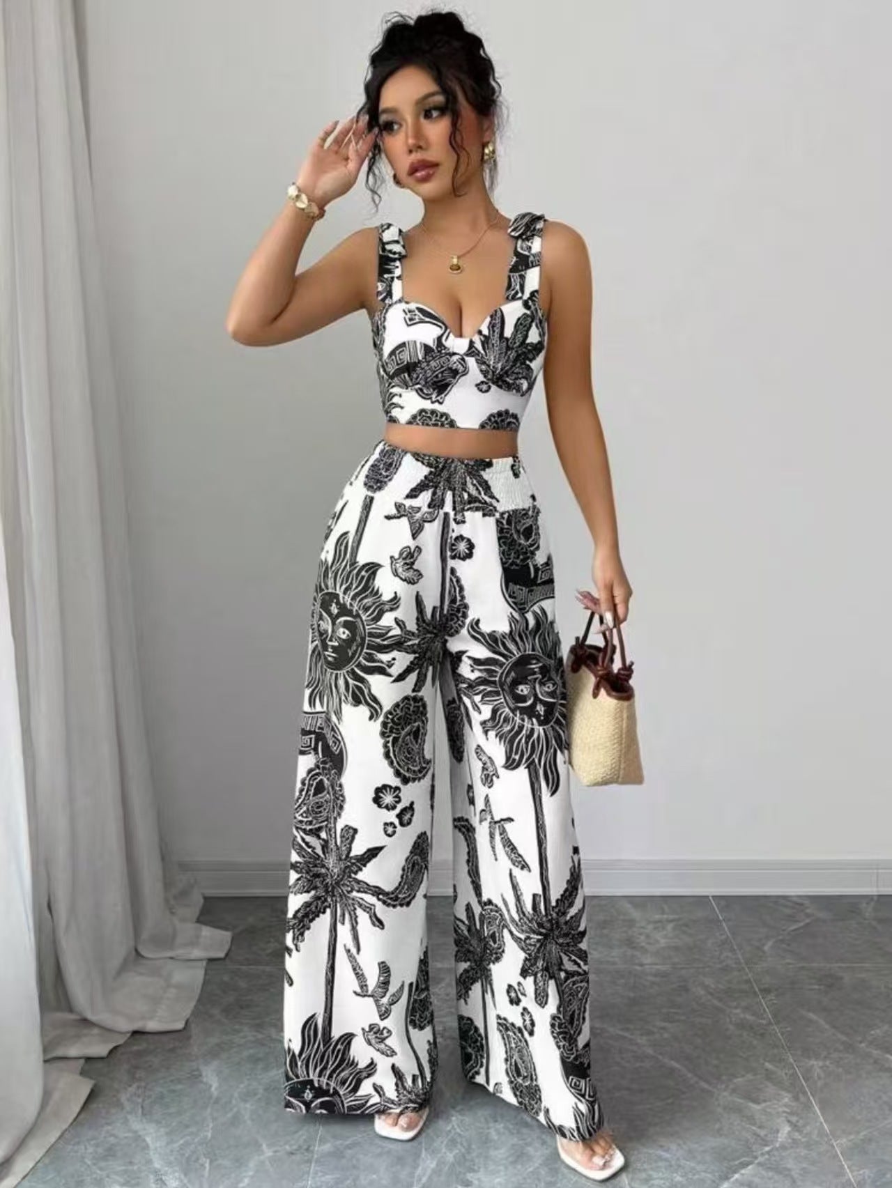 V-Neck Two-Piece Set