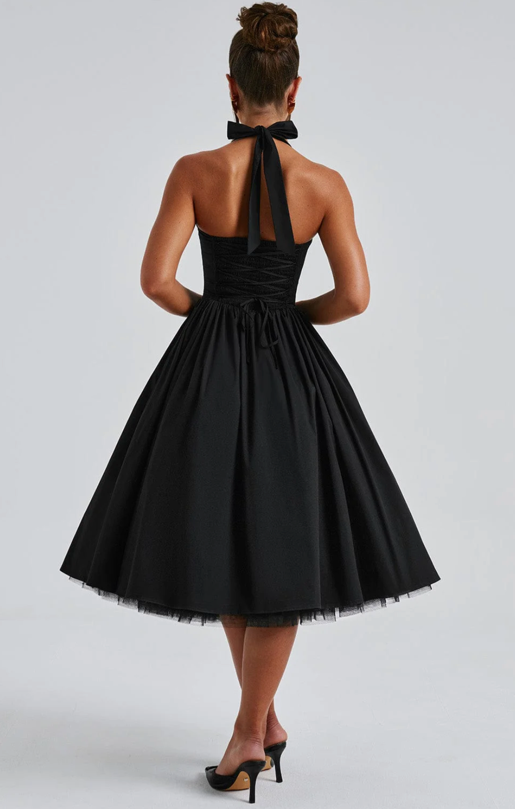Luxe Mesh Backless Midi Dress