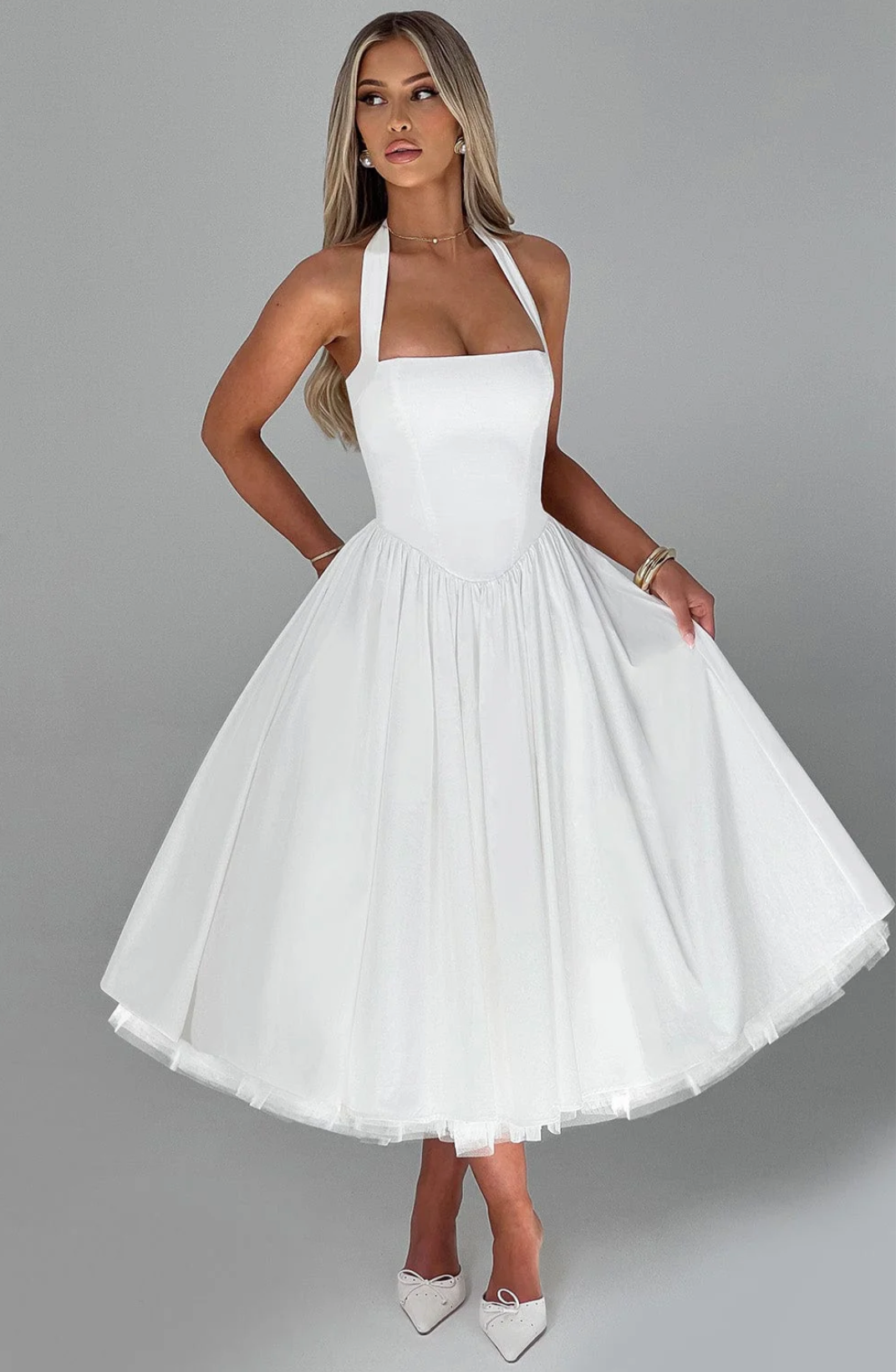 Luxe Mesh Backless Midi Dress