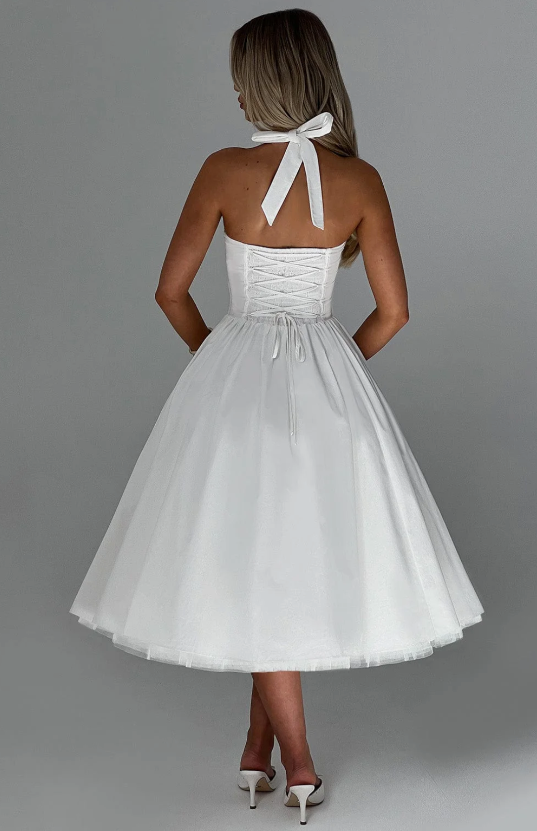 Luxe Mesh Backless Midi Dress