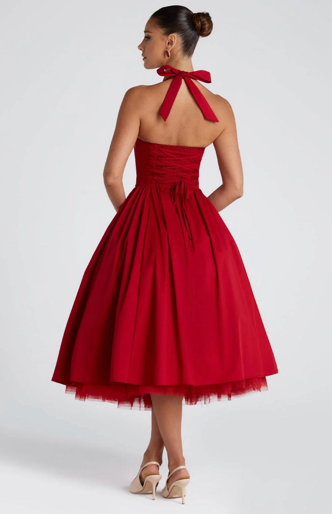 Luxe Mesh Backless Midi Dress