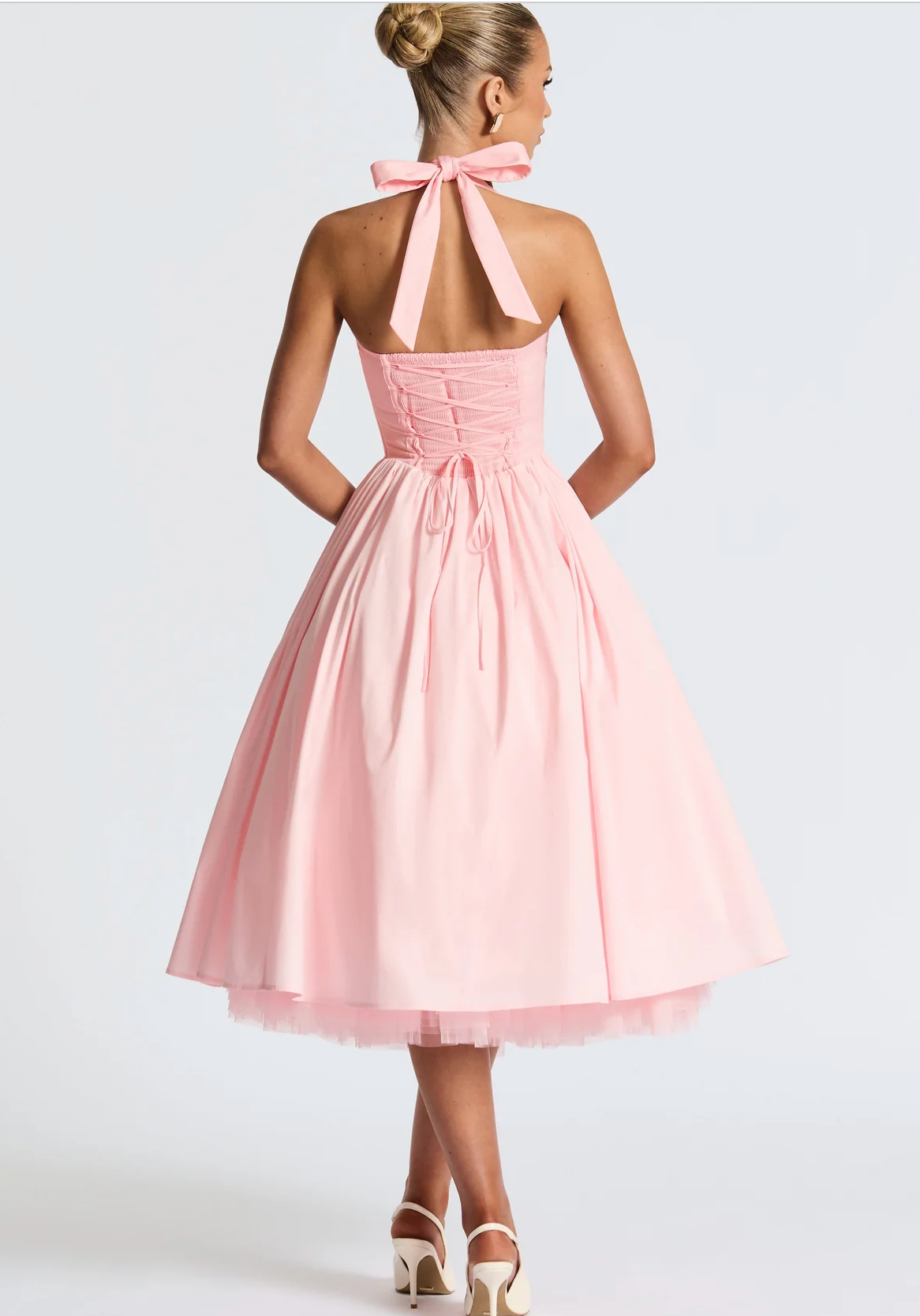Luxe Mesh Backless Midi Dress