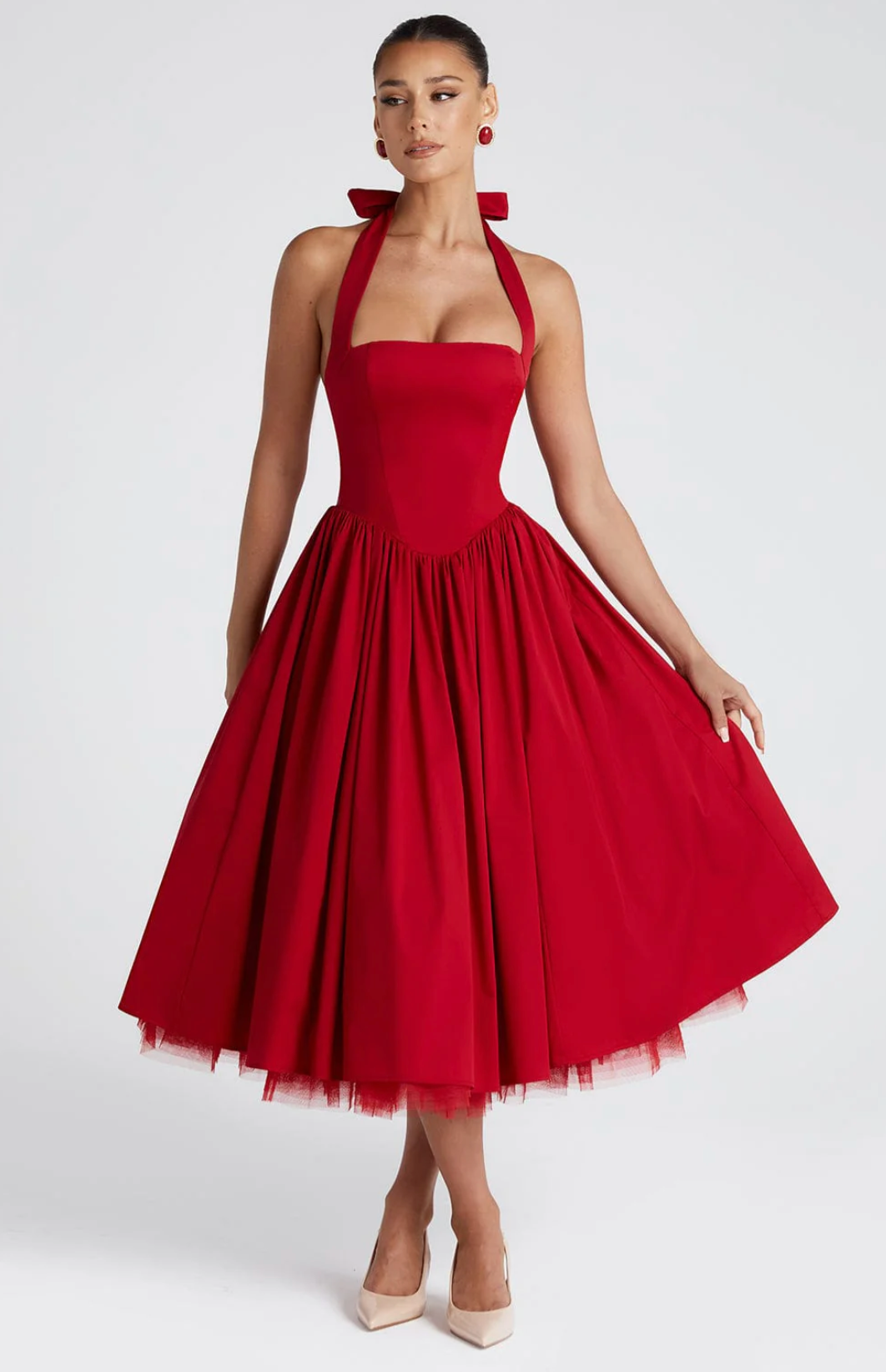 Luxe Mesh Backless Midi Dress