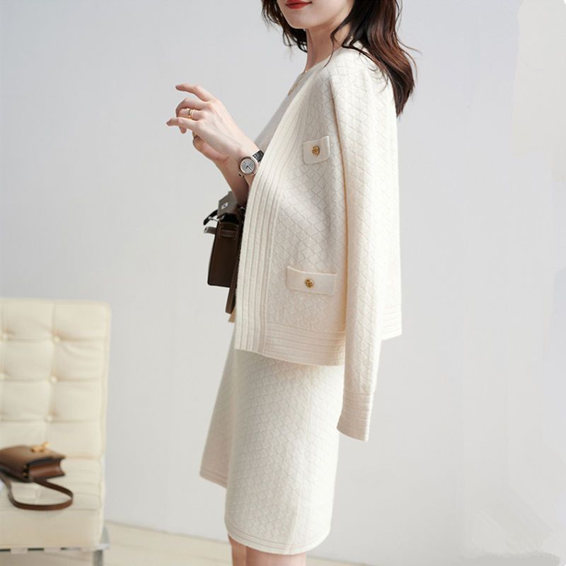 Two-Piece Knit Dress & Cardigan Ensemble