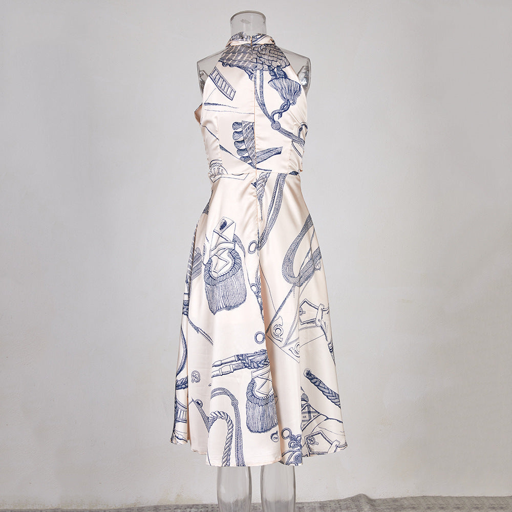 Luxe Printed Halterneck Dress