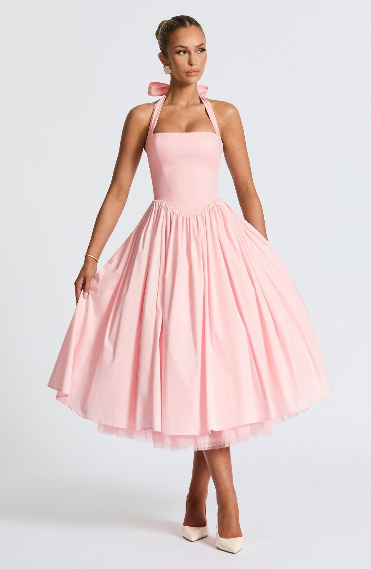 Luxe Mesh Backless Midi Dress