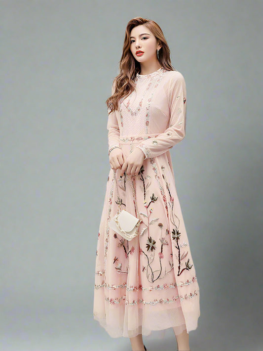 Luxe Embroidered Midi Dress
