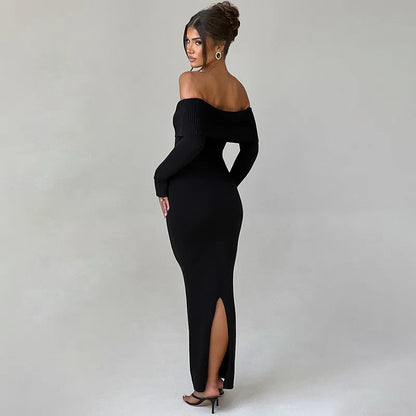 Socialite Style Elegant Slim-fit Off-Shoulder Dress