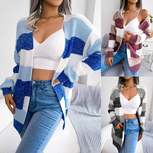 Plaid Knit Sweater Cardigan