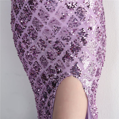 Colorful Sequin Sling Sheath Dinner Dress