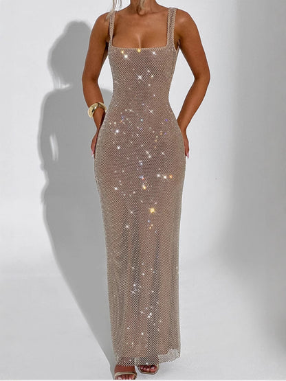 Luxe Sequin Double-Strap Evening Dress