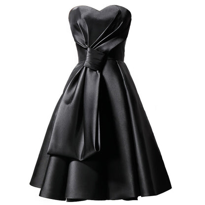 Luxe Satin Bandage Bra Dress – Black Strapless Cocktail Mini