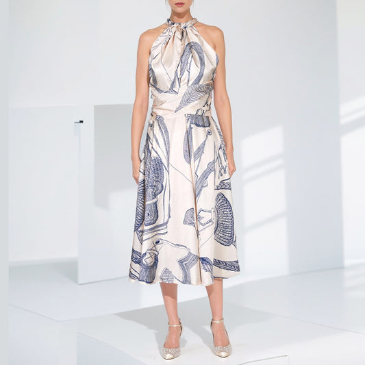 Luxe Printed Halterneck Dress
