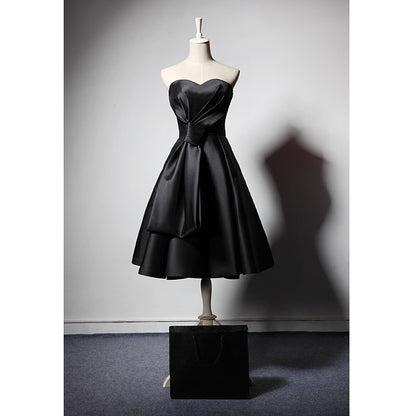 Luxe Satin Bandage Bra Dress – Black Strapless Cocktail Mini