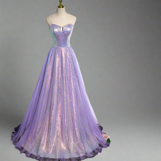 Purple Sequin Ball Gown