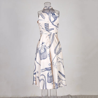 Luxe Printed Halterneck Dress