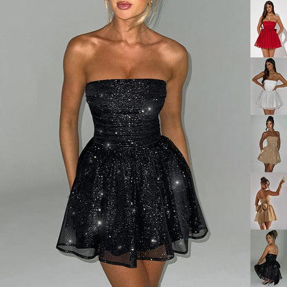 Bow-Back Strapless Mini Dress