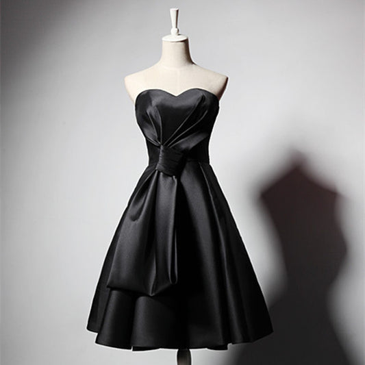 Luxe Satin Bandage Bra Dress – Black Strapless Cocktail Mini