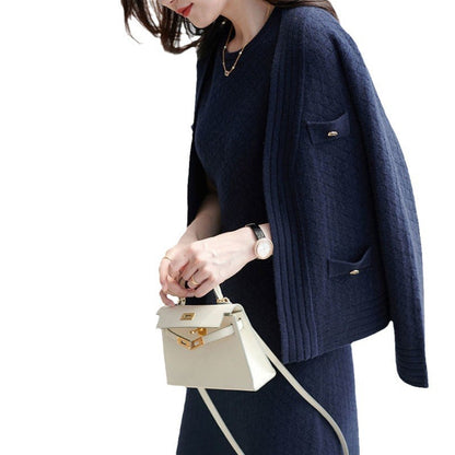 Two-Piece Knit Dress & Cardigan Ensemble